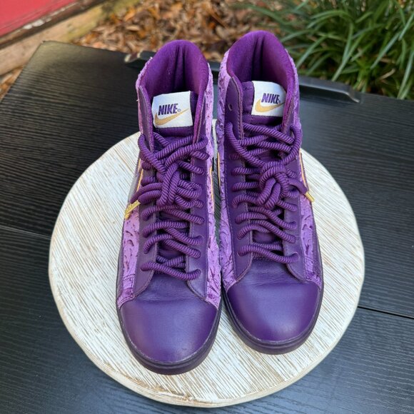 Nike Blazer Mid Night Purple Women's 7 Mid Top Basketball Sneakers Embroidered - Picture 7 of 14
